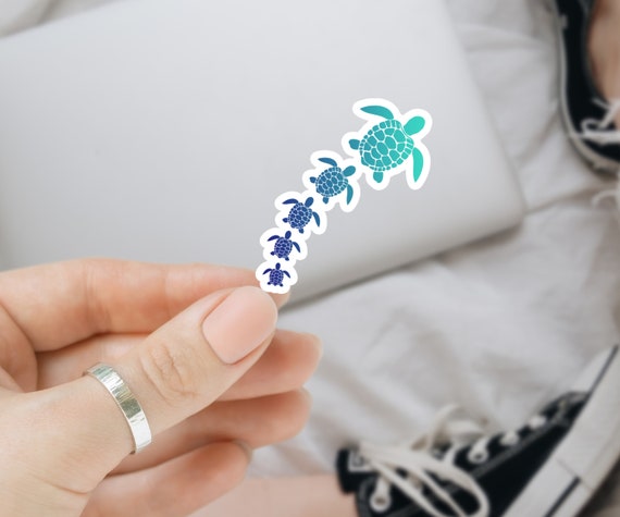 Sea Turtle Sticker, Pack of Sea Turtles, Turtle, Turtles, Mirror Sticker, Laptop Sticker, Car Sticker Decal, Sea Turtles, Glossy Sticker