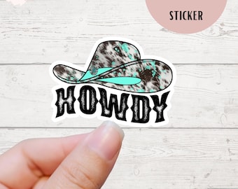 Howdy Cowgirl Hat Sticker, Waterproof Country Western Decal