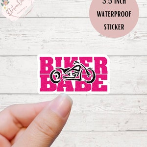 Biker Babe, Sticker, Decal, Cool Bike, Biker Sticker, Biker Babe Sticker, Gift Idea, Girls who Ride, Motorcycle, Helmet Sticker, Pink Decal