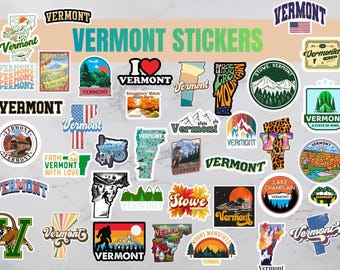 Vermont Sticker Mystery Pack | Random Vermont Vinyl Stickers | Waterproof State Stickers | Green Mountain Sticker Bundle | Travel Decals