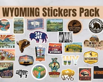 Wyoming Sticker Pack, Wyoming Vinyl Stickers, Yellowstone National Park Stickers, Wyoming Decals, Cowboy State Laptop Water Bottle Stickers