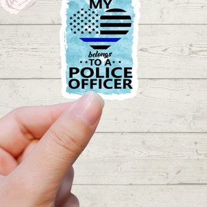 My Heart Belongs To A Police Officer Sticker, Sticker, Police Officer Wife, Police Sticker, Police Wife Decal, Married to Police Officer