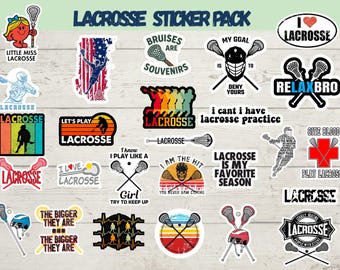 Waterproof Lacrosse Sticker Pack: Laptop, Water Bottle, Sports Decals