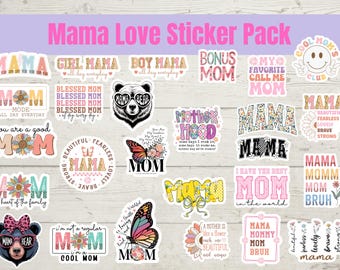 Mama love stickers, mystery stickers pack, mothers day gift idea, cute mom stickers,  laptop, water bottle aesthetic stickers