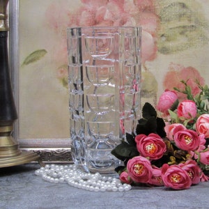 Crystal Clear Vase •  Genuine Lead •  Deep Cut Glass • Tall • Heavy Glass • Rare Find • Vintage