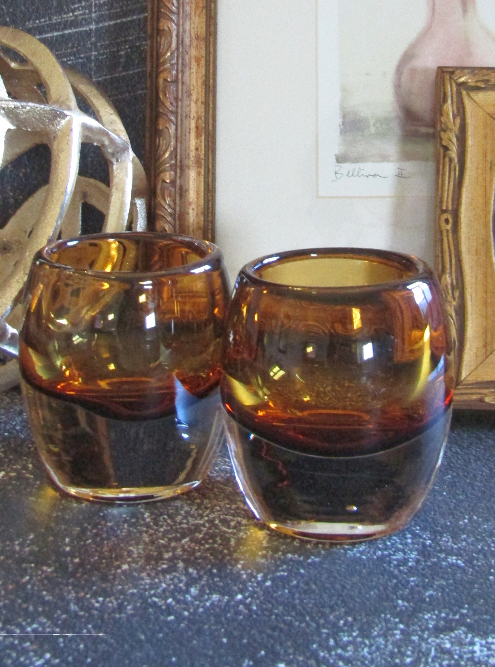 Kiste und Fass-Kollektion: Set von zwei Glas Votiv schweres | Etsy