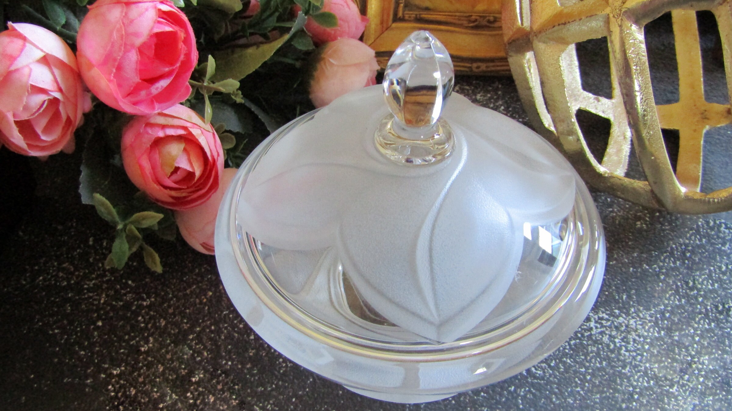Mikasa Collection Crystal Clear Candy Dish with Finial Lid Etsy