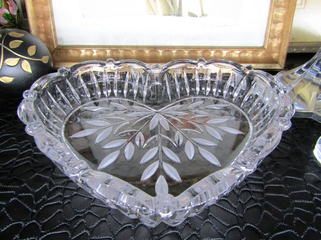 Colección Oneida Crystal Heart Candy Dish Joyería y Etsy