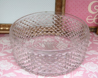 Crystal Clear Bowl • Fine Crystal • Depression Era • American Hobnail Pattern • Vintage