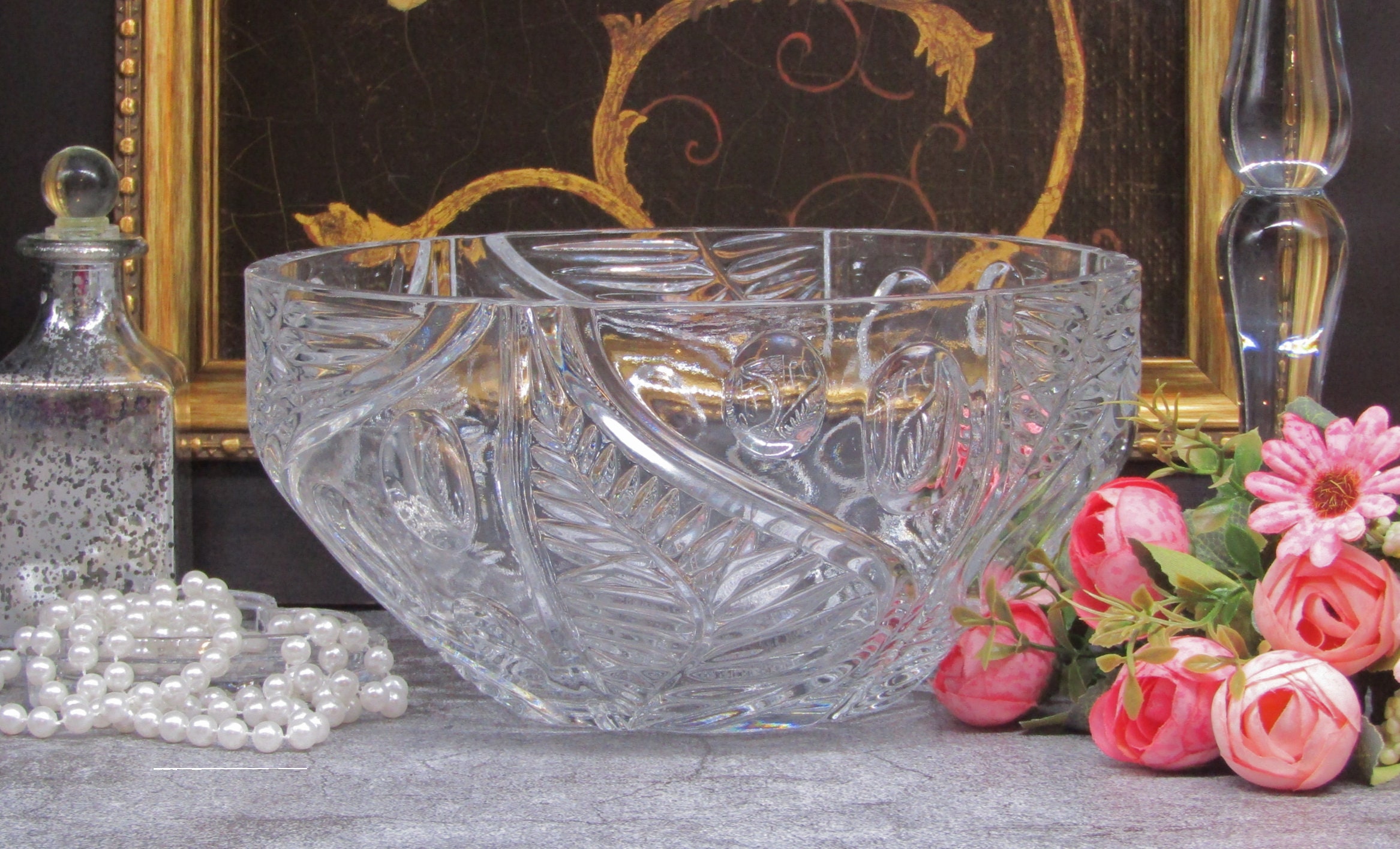Serving Bowl • Fine Leaded Crystal • Deep Cuts • Heavy Glass • Rare Find • Vintage