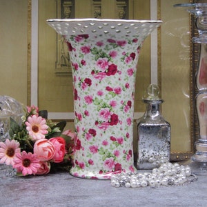 Tall Porcelain Vase • La Dolce Vita by Ja Designs • Summertime Rose Chintz • Vintage