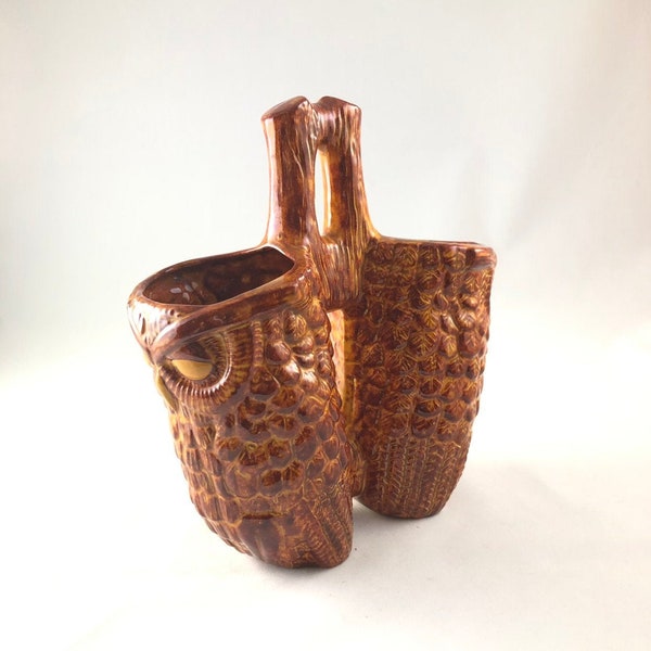 Funky Ceramic Mod Art Owl Vase