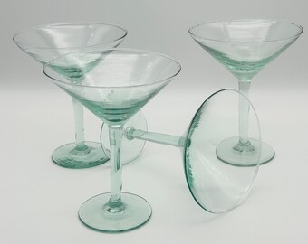 Set of 4 Vintage Green Glass Martinis