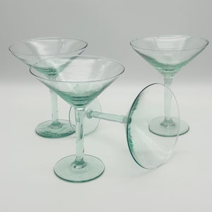 Set of 4 Vintage Green Glass Martinis