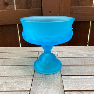 Indiana Glass King&#39;s Crown Compote - Rare Frosted Blue!