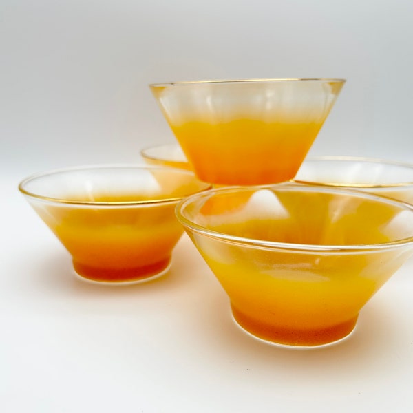 Blendo Frosted Glass Bowls by West Virginia Glass Co. - Set of 5
