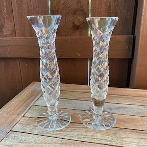 Set of 2 Crystal Cut Glass Vases