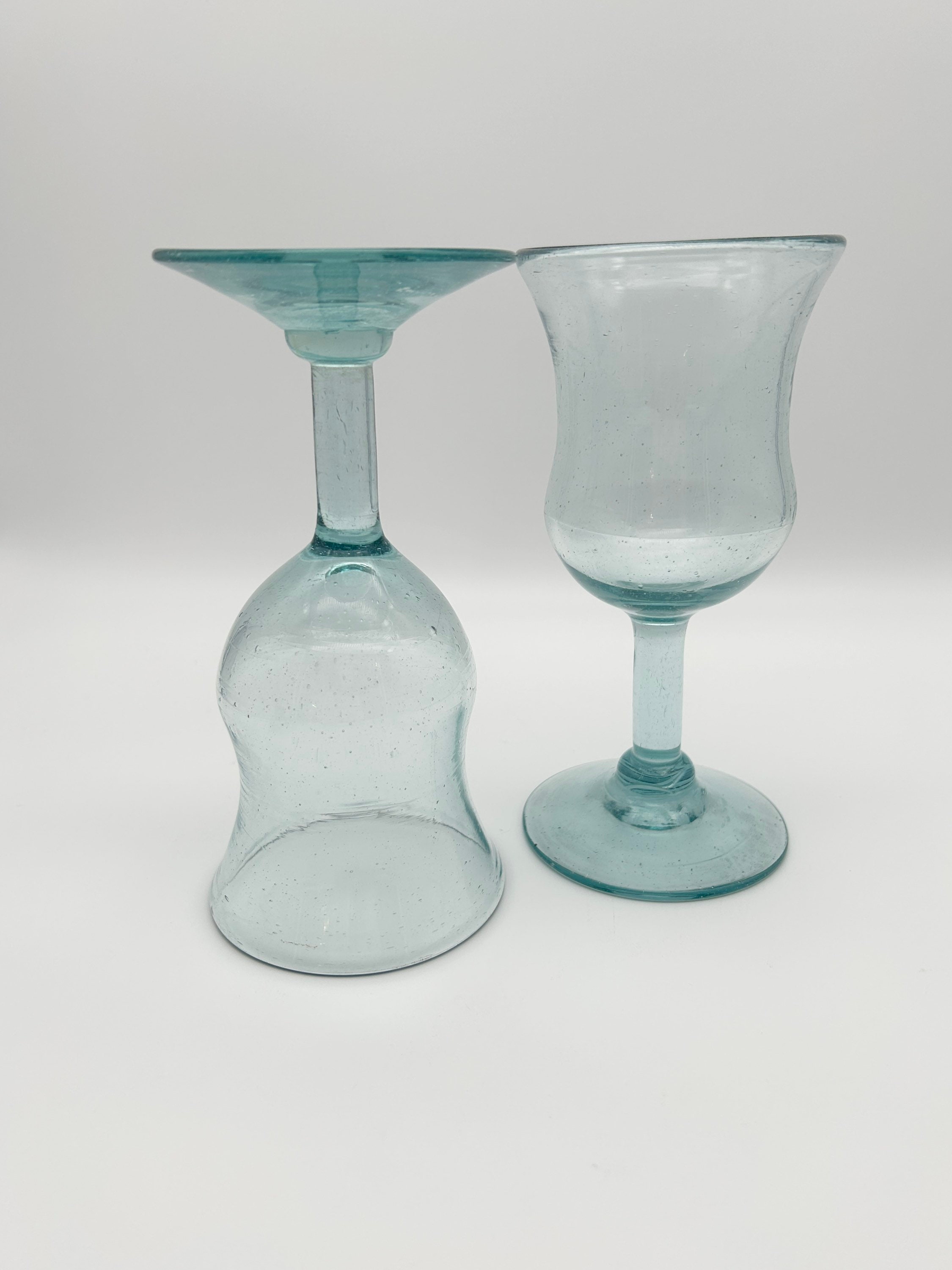 Blue Hand Blown Wine Glasses - Vintage Set of 2 - Etsy