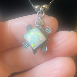 Sterling Silver and Opal Turtle Necklace