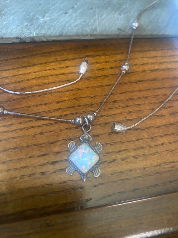 Sterling Silver and Opal Turtle Necklace