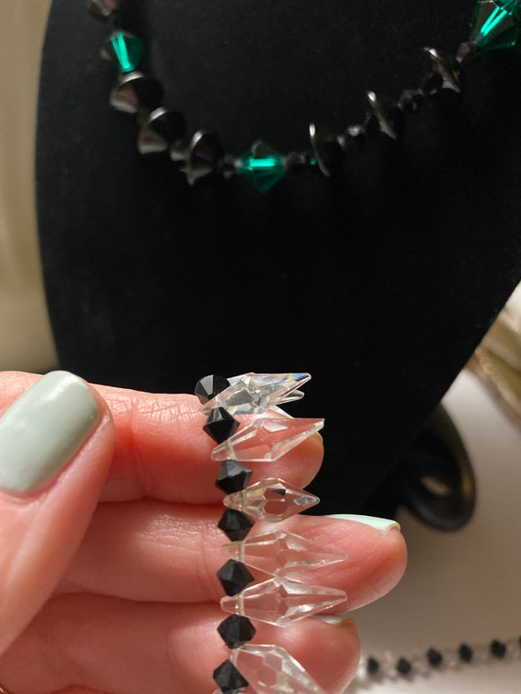 Pair of Vintage Crystal and Onyx Necklaces - image 8