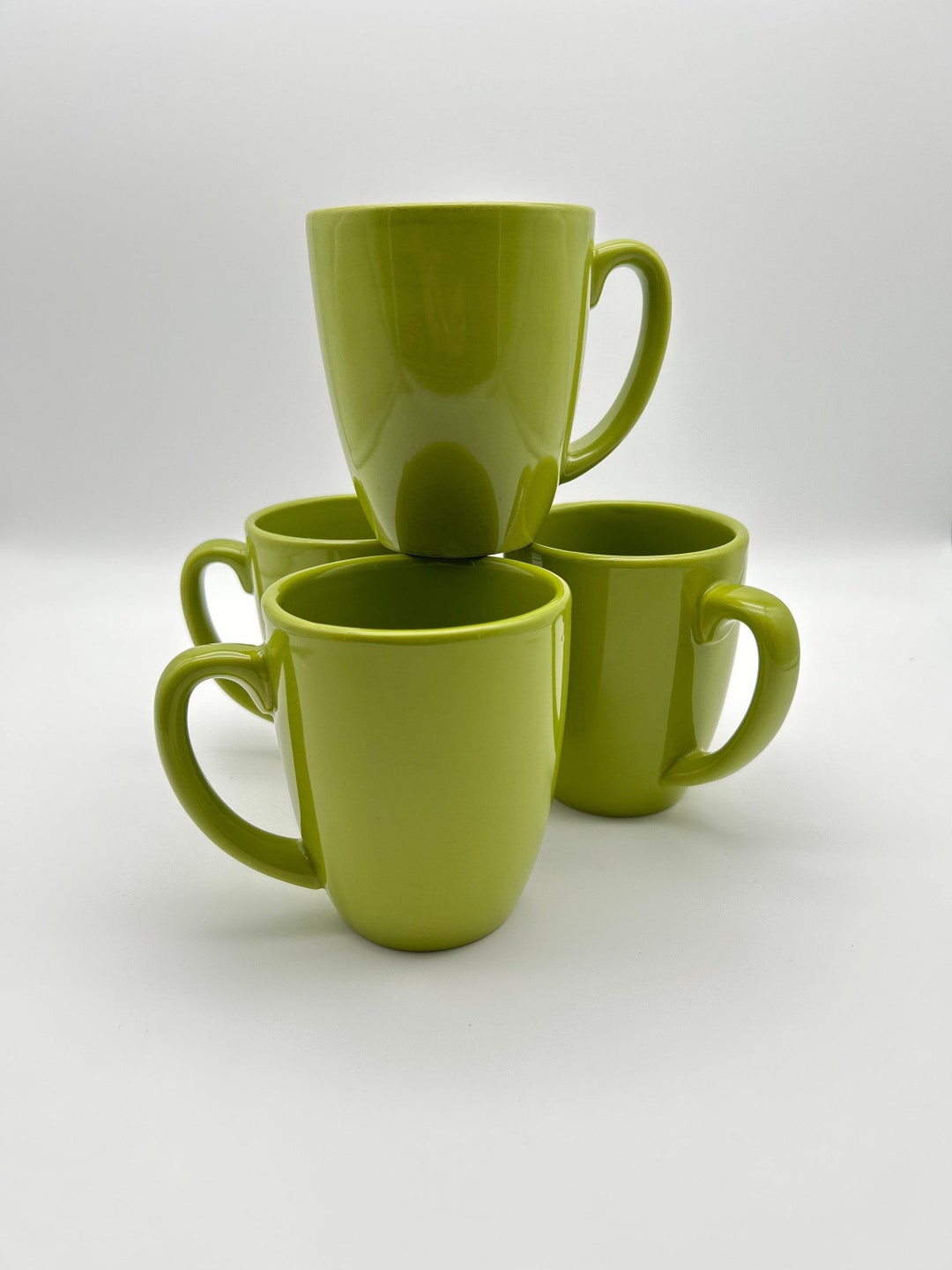 Set of 4 Corelle Coordinates Coffee Mugs in LIME GREEN Etsy