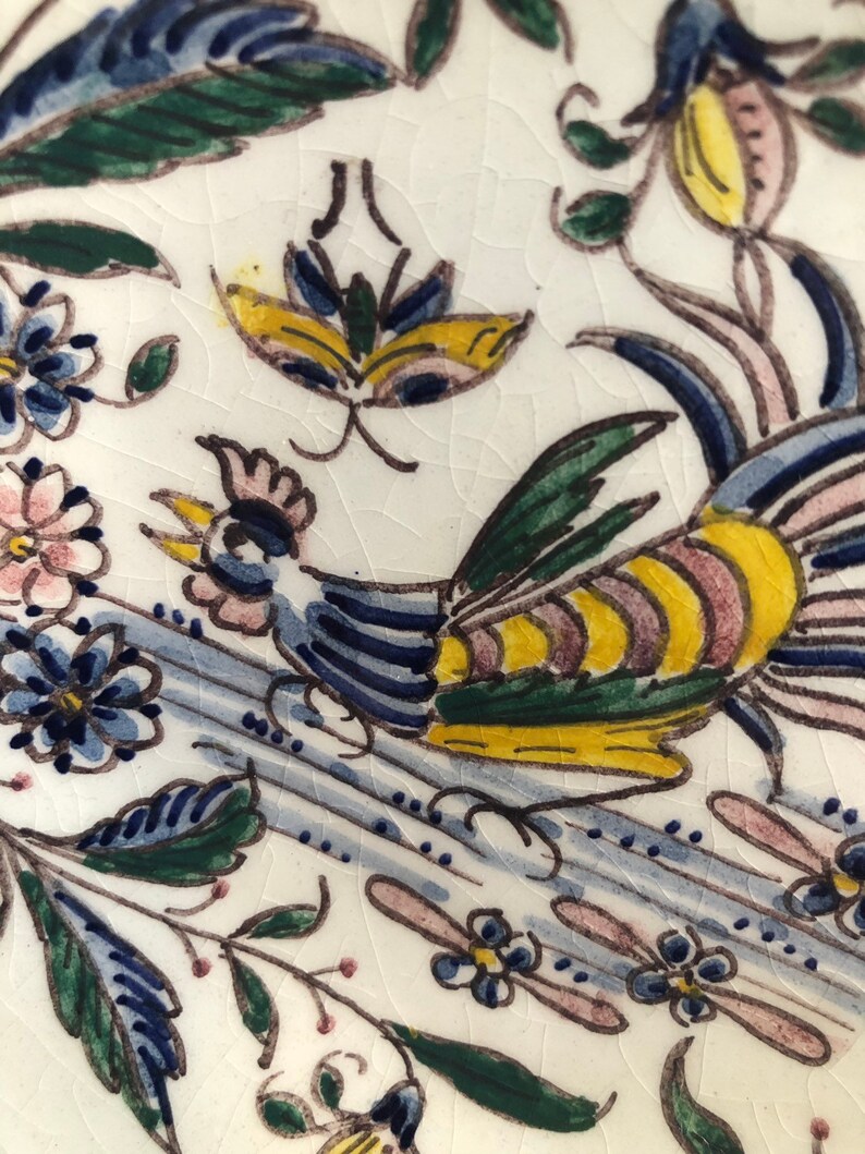 Hand Painted Urn and Saucer Made in Portugal