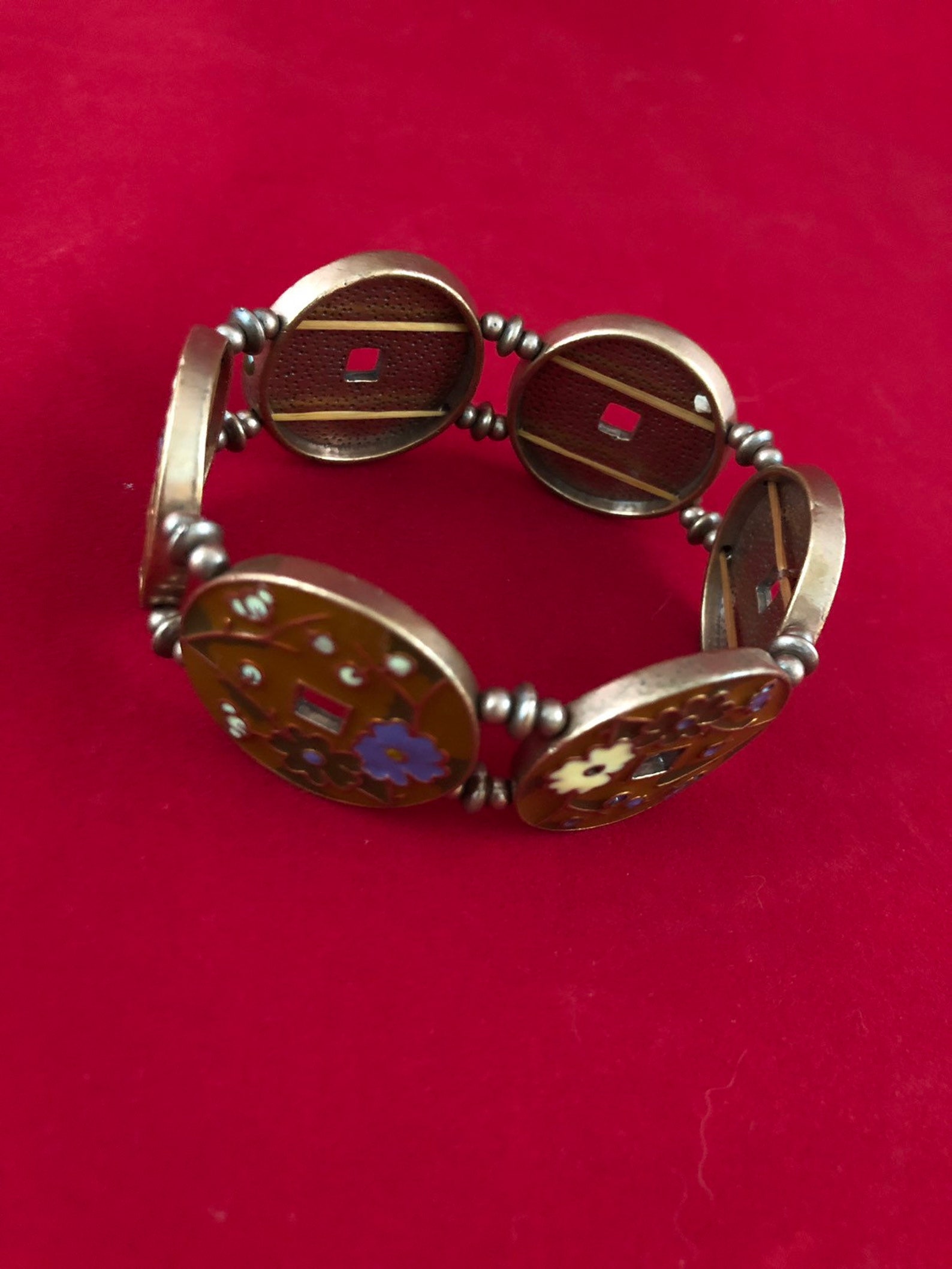 Enameled Vintage Stretch Bracelet Etsy