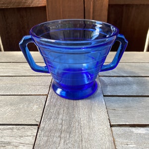 Hazel Atlas Moderntone Cobalt Blue Sugar Bowl
