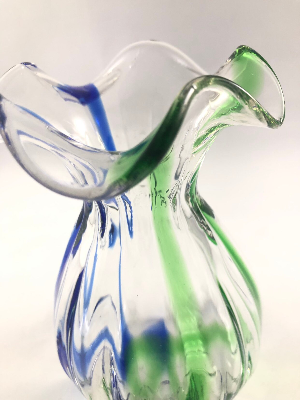 Fluted Art Glass Vase Etsy