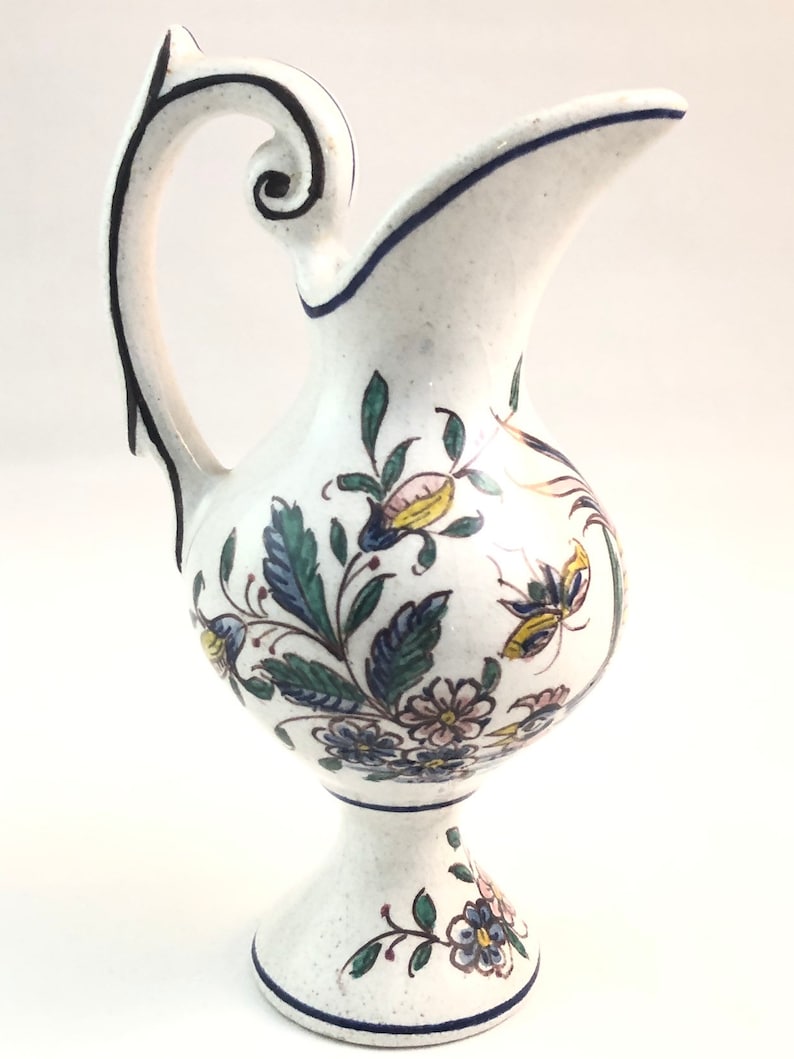Hand Painted Urn and Saucer Made in Portugal