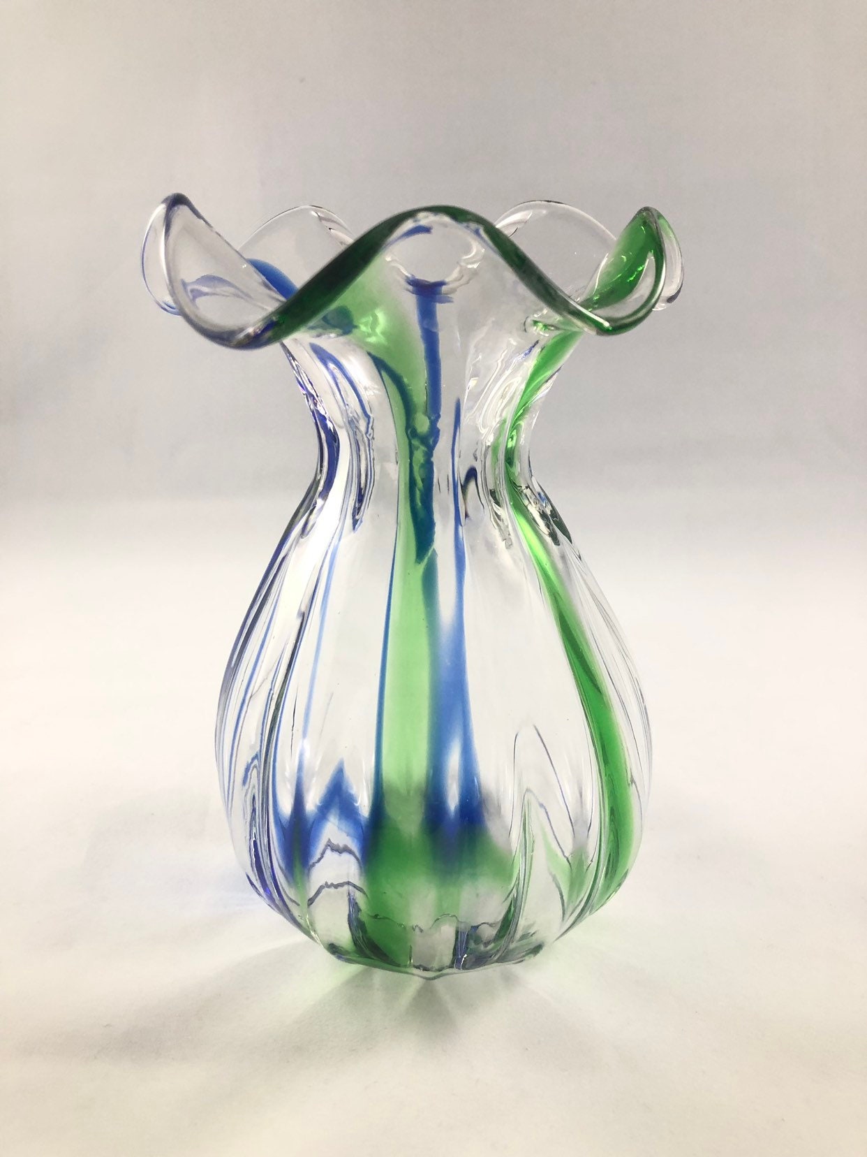 Fluted Art Glass Vase Etsy