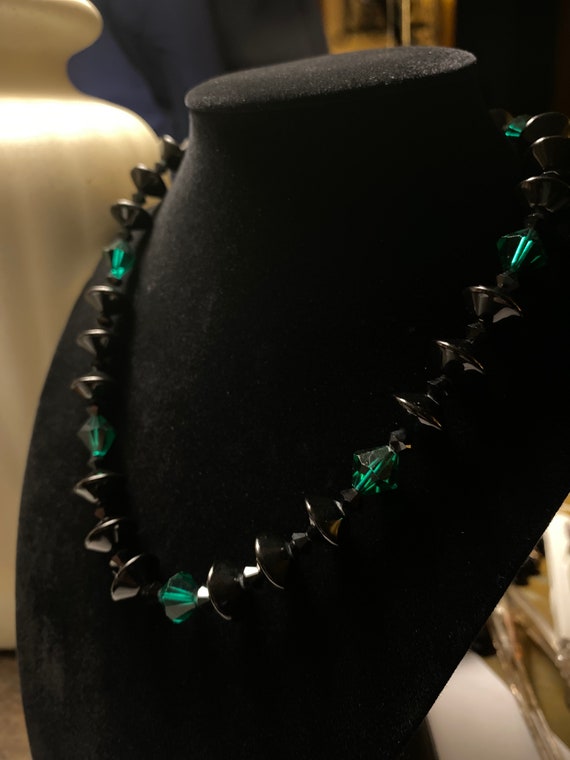 Pair of Vintage Crystal and Onyx Necklaces - image 4