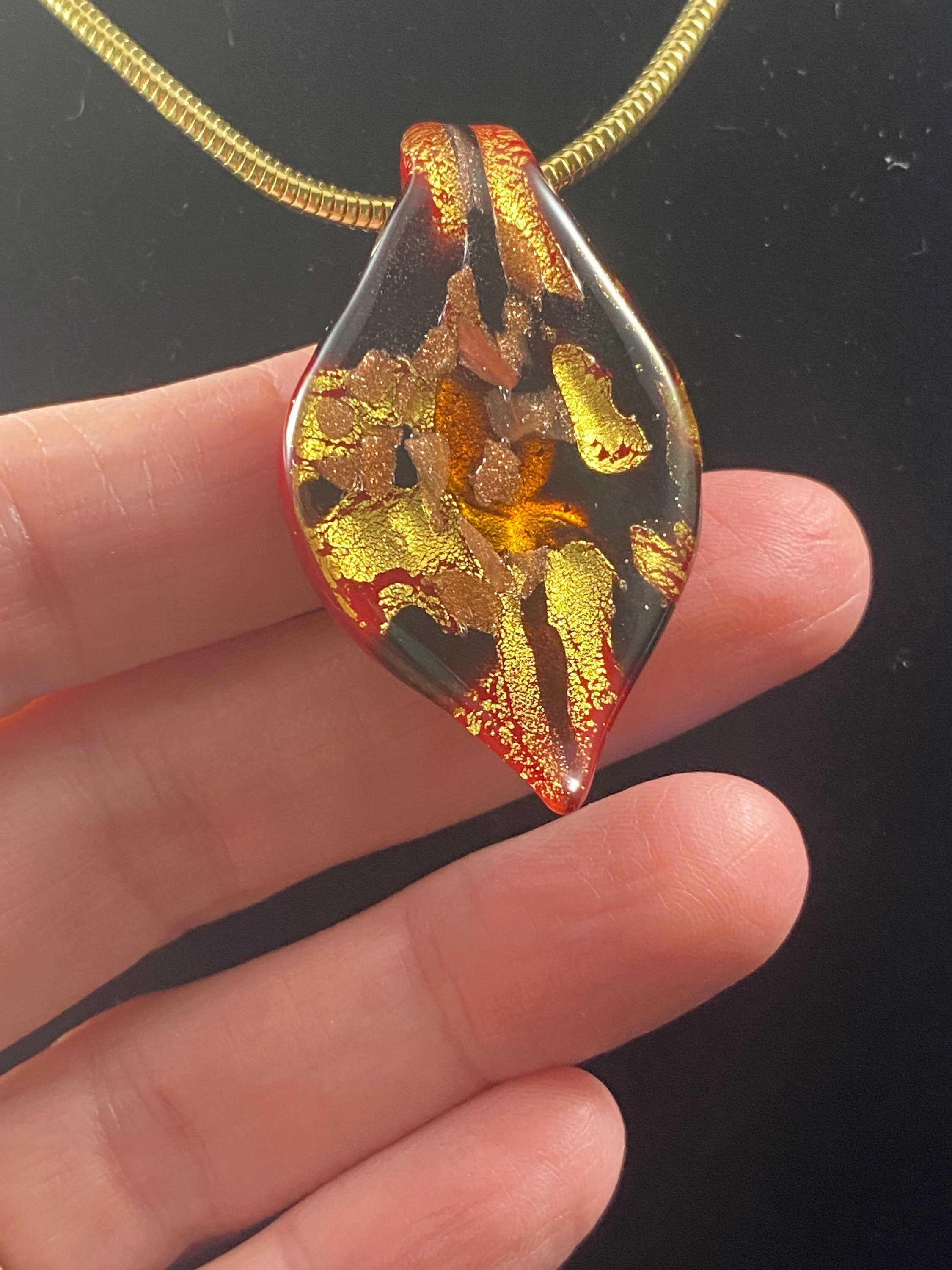 Murano Glass Pendant Gold Leaf
