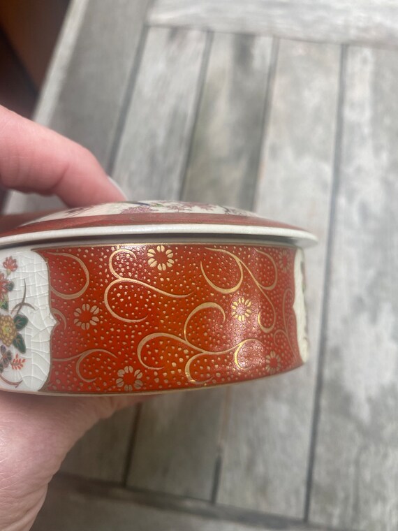 Satsuma Japan Peacock Trinket Box Gem