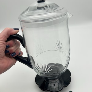 Stunning Art Deco Crystal and Black Amethyst Pitcher by Fry Glass