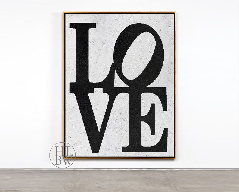 LOVE Vertical Wall Art Large Modern Art Painting on Canvas Etsy