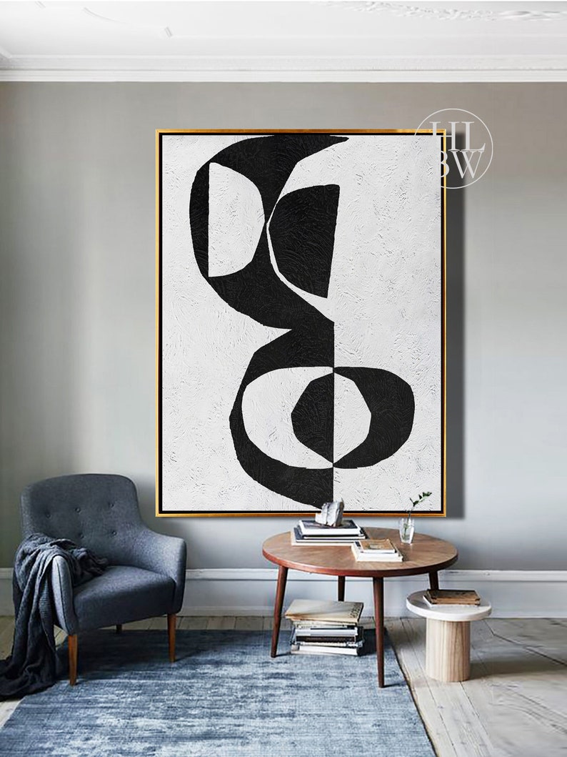 Extra Large Abstract Painting Vertical Wall Art Mid Century Etsy
