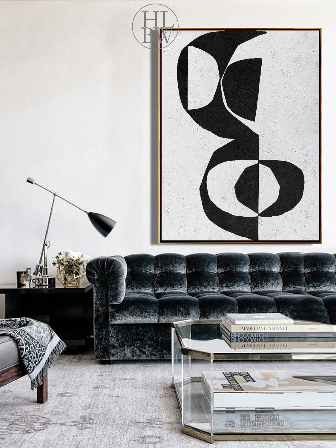 Extra Large Abstract Painting Vertical Wall Art Mid Century Etsy