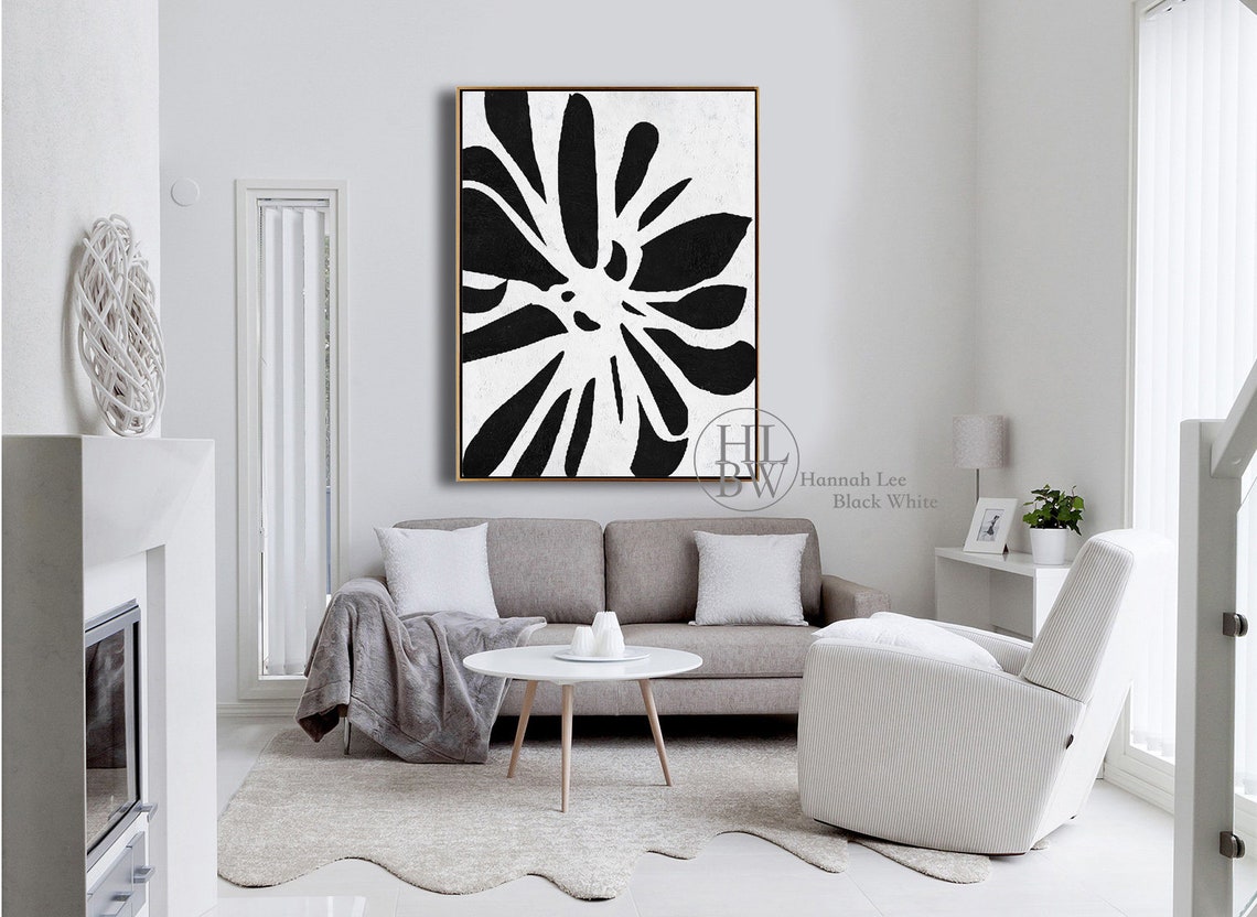 Abstract Flower Painting Large Modern Floral Wall Art Hand Etsy