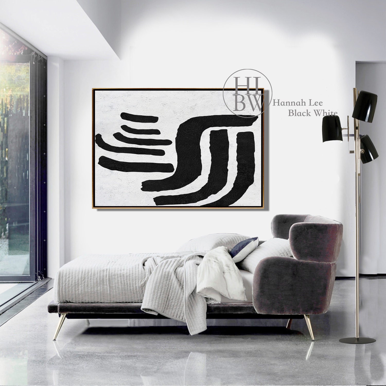 Abstrakte Landschaftsmalerei große horizontale Wandkunst | Etsy