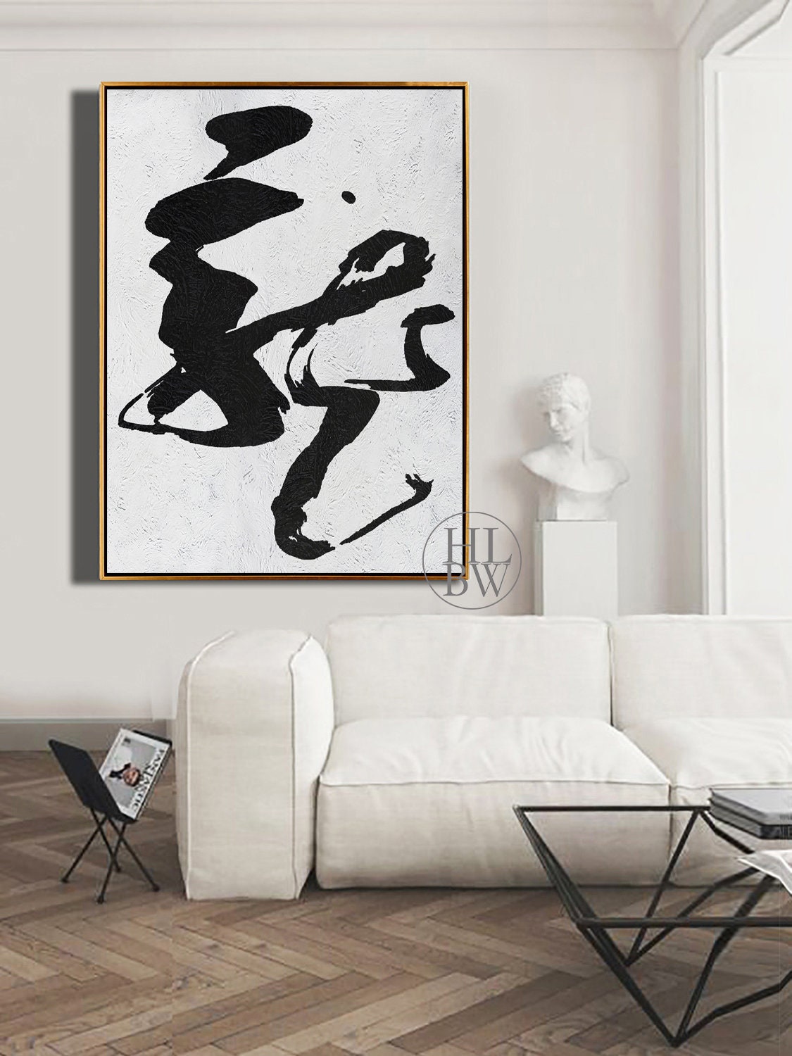 Extra Large Abstract Painting Vertical Wall Art Mid Century Etsy