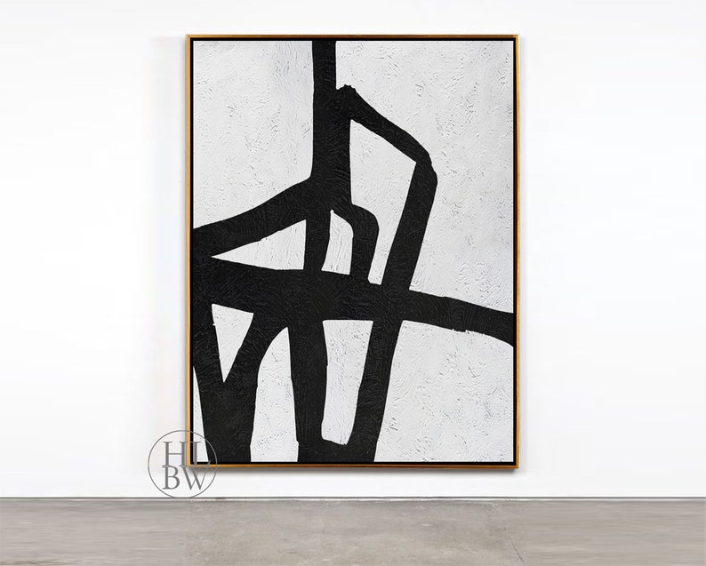 Extra Large Abstract Painting Vertical Wall Art Mid Century Etsy