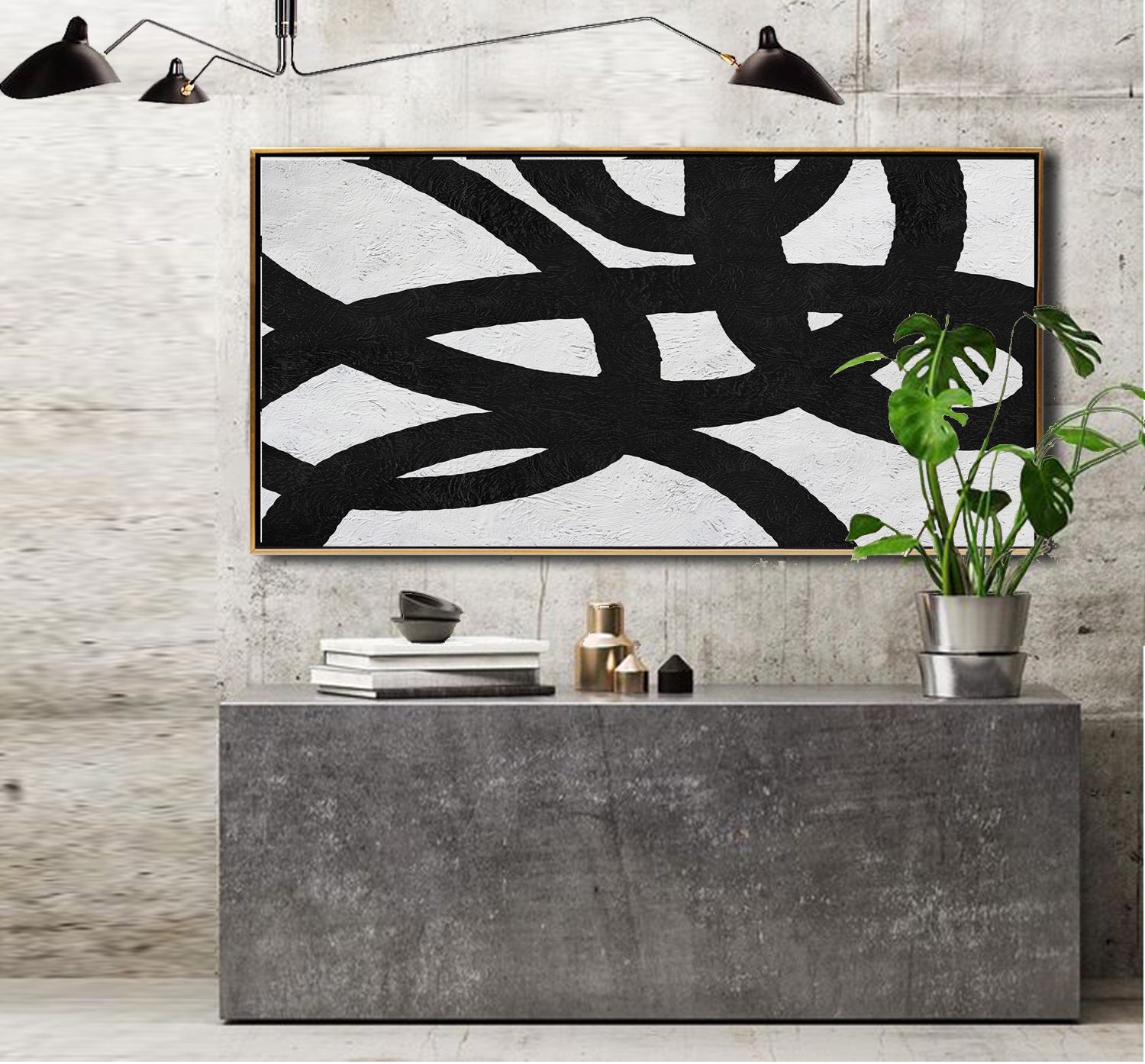 Large Modern Abstract Painting Horizontal Wall Art Original Etsy