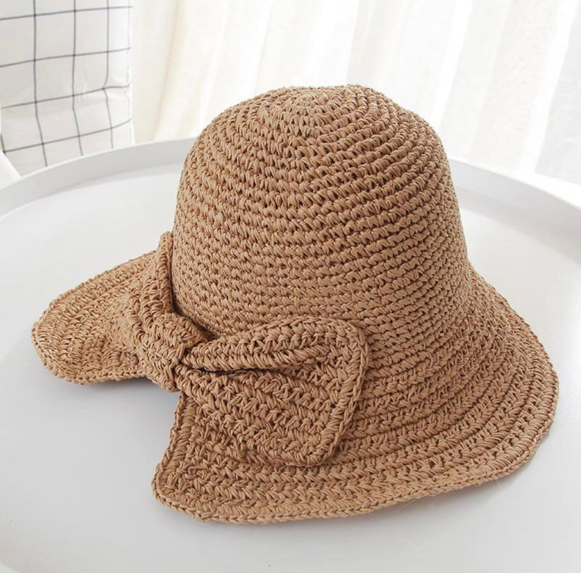 Raffia Bow Sun Hat Wide Brim Floppy Summer Hats for Women | Etsy