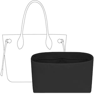 FANJI Project Tote Bag Tote Bag Organizer Insert for Neverfull MM handbag, Custom Fit Inside Matte Black