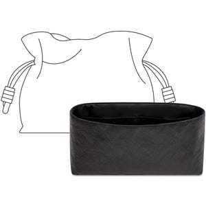 May include: Black leather organiser insert for a handbag with multiple compartments. The insert is designed to help keep a handbag organised.