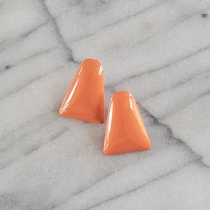 Vintage Orange Enamel Retro Earrings, Orange Stud Earrings, Large Retro Studs