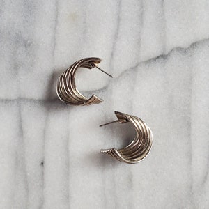 Vintage Silver Twist Hoop Earrings, Metal Twist Earrings, Hoop Earrings