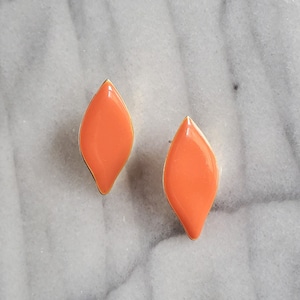 Vintage Orange Enamel Retro Earrings, Orange Stud Earrings, Large Retro Studs